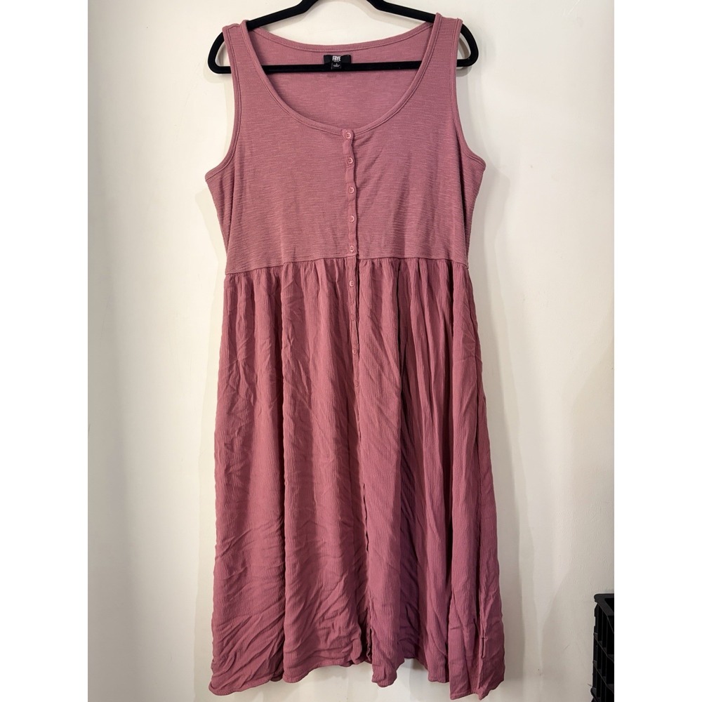 Frye Women's Sleeveless Button Front Midi Dress Pink Pockets Boho Size L